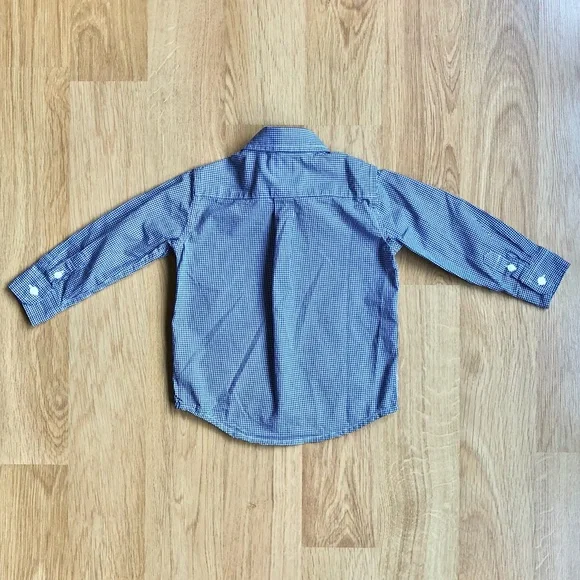 EUC Janie and Jack Baby Boy Collared Button Down Shirt-Blue and White Gingham - Picture 2 of 5